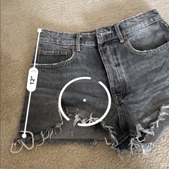 Zara Frayed High Waisted Grey Jean Shorts - Picture 7 of 9